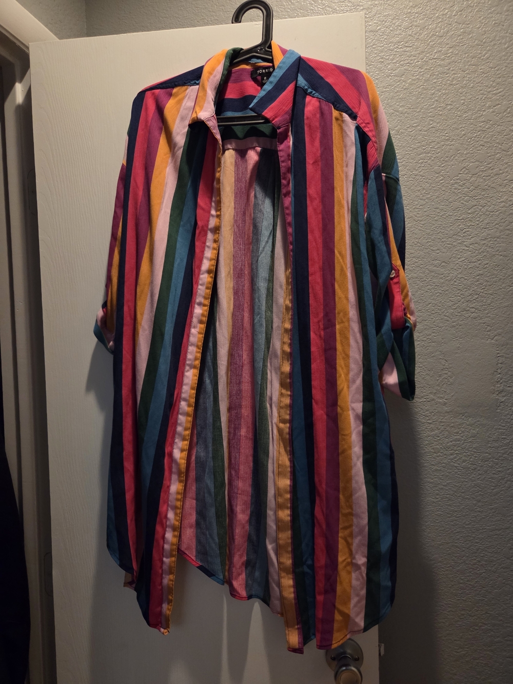 torrid Multicolor Striped Collared Top Sz 0